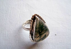 Egyedi,indiai kézműves gyűrű 925 ezüst jel beütve a gyűrű részbe gyönyörű,mocha achát ásvány