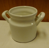 Retro rare white ceramic bucket from Városlód, spice holder, two-handled straw, flawless collector's item