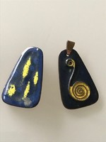 Retro fire enamel brooch and pendant