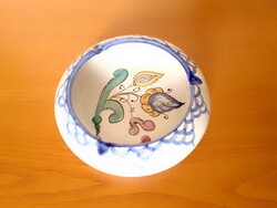 Hand painted Haban decorative glazed ceramic ashtray, ashtray high rim, folk flower pattern, flawless