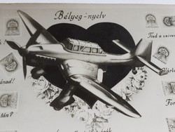 Old postcard 1944 ww2 german aircraft photo stamp-language postcard stuka bomber