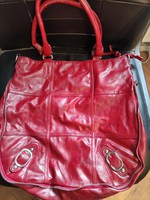 Red leather well-packed women's bag -made in italy.