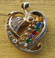 Wonderful Ralph Derosa sterling silver brooch! Embellished with precious stones