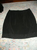 Black pearl-embroidered elegant elastic waist skirt l xl approx, see inches