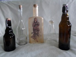 5 retro bottles together