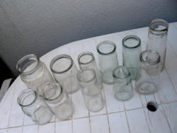Pack of 11 old, retro preserves, frosted glass