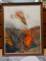 Kádár János Miklós festménye, olaj, farost, 60x80 cm+ keret