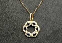 • Valódi természetes Zafír   drágaköves medál, 14K aranyozott, 925 jelzett