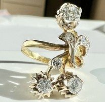 581T. From HUF 1! Old Russian brilliant (0.8 ct) 18k gold (5.3 g) ring with top weselton stones!