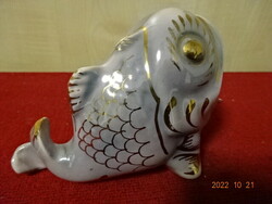 Craftsman glazed ceramic figure, jewelry holder fish. He has! Jokai.