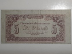 5 pengő , öt pengő 1944  Eltolódott vágás