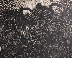After Picasso's Guernica: My Lai Massacre (Linocut) Vietnam War - Unidentified Artist