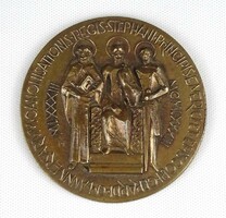 1K835 Nagy István János : Szent István szentté avatása bronz plakett 1083-1983