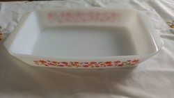 Retro heat-resistant glass bowl, white glass bowl with flower pattern (pyrex?, Jena style)