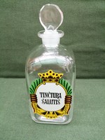 "TINCTURA SALUTIS" 60 - as évek, német patikai dugós üveg, dísz üveg, dekoráció.