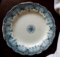 Antik fajansz HB&Cie Choisy le Roi türkiz lapos tányér