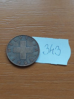 SVÁJC 2 RAPPEN 1958 B (Bern),  BRONZ  343.