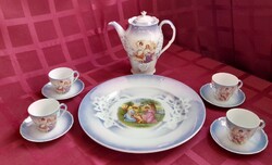 Antique scene victorian porcelains - mocha + large plate