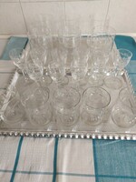Set of 22 cut glass glasses with spout