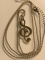 Violinkulcs medálos aranyozott nyaklánc, 80 cm hosszú