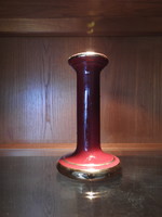 Italica ars crimson red ceramic candle holder with gold stripes