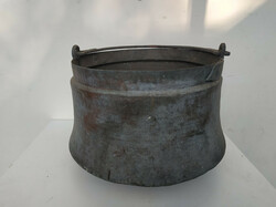 Antique cauldron, large cauldron, patinated copper bottom, pierced with repair 998 6127
