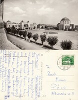 Mohács , Tanácsháza és Fogadalmi templom 1951     .Posta van !