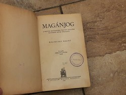 Kolosváry Bálint: Magánjog, 640.oldal, 1930. (antik jogi könyv)