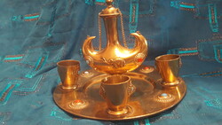 Oriental copper pouring glasses on a tray (m3036)