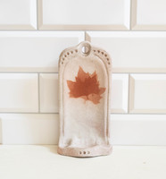 Marked m kiss Katalin retro ceramic wall decoration - candle holder autumn leaf pattern - craftsman wall decoration