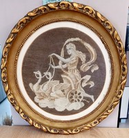 Really rare 1927 42cm, round needle tapestry tapestry, with a sumptuous frame!