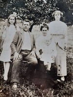 Antique photo, old family photo of children, little girls