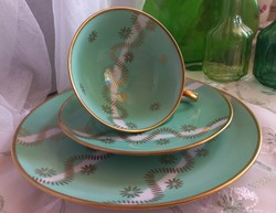 Schumann turquoise breakfast set, cup and small plates, 1945