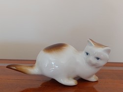 Régi Zsolnay porcelán cica macska
