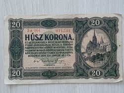 Húsz korona  1920    20 korona   sorszám között nincs pont
