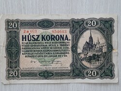 Húsz korona  1920    20 korona   sorszám között nincs pont