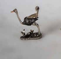 Silver miniature ostrich figurine decorated with enamel (smaller)