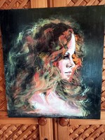 "Női arc"Festmény farostlemezen ,40x 45 cm