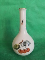 Herendi gyümölcs mintás porcelán váza, ritkán látható színekkel festett