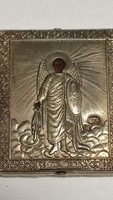 Régi  orosz ikon  84 jelzett, reprodukció XX közepe század ezüst keretben."Szent Arkangyal Mihail "