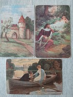 3 old color postcards from 1920 to 1926