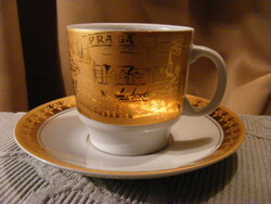 Dúsan aranyozott Prága kávés csésze + csészealj Epiag