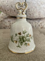 Hollóháza porcelain bell with green flowers a26