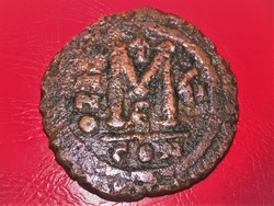 RITKÁBB, AKCIÓS ÁRON: BIZÁNCI Bronz, JUSTIN II. és SOPHIA follis (565-578).