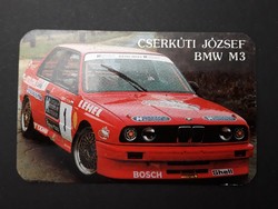 Kártyanaptár 1992 - Cserkúti József BMW M3 Hungária Biztosító - Retró Naptár