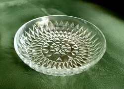 Vintage French cast crystal character glass serving bowl marked vereco france duralex 1960s