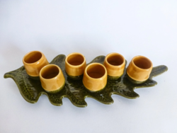Retro, vintage ceramic leaf-shaped cognac set