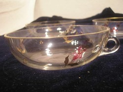 N14 antique Biedermeier tea hot chocolate cups filigree gilded small flowers enamel decorative 4 pcs