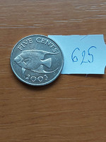 Bermuda 5 cents 2003 fish, bermuda blue angelfish, copper-nickel, ii. Elizabeth #625