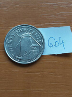 Barbados 25 Cents 2008 Windmill, Nickel Plated Steel #604